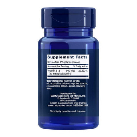 Life Extension, Vitamin B12, 500 mcg, 100 lozenges