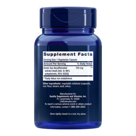 Life Extension, Decaffeinated Mega Green Tea Extract, 100 Veg Caps