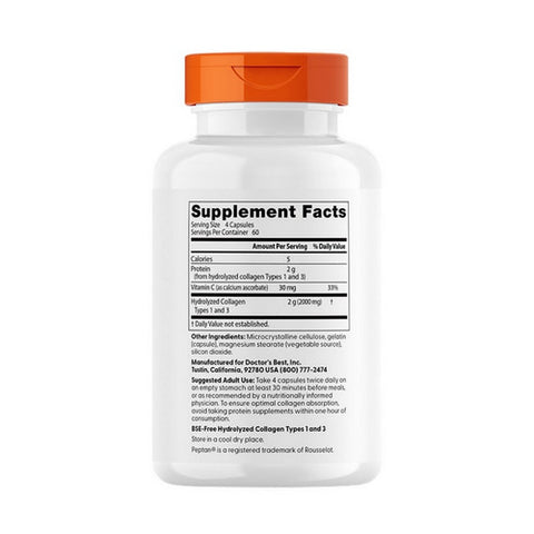 Doctors Best, Collagen Types 1and 3 with Peptan, 500 mg, 240 caps