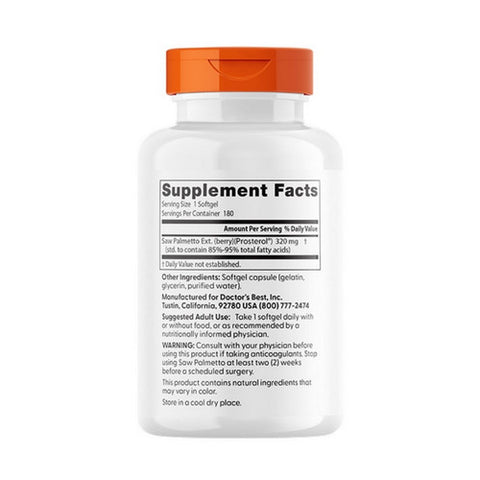 Doctors Best, Saw Palmetto, 320 mg, 180 SoftGels