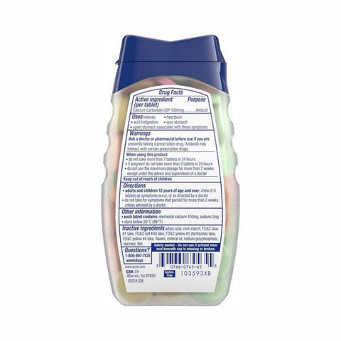 Tums, Ultra Strength Assorted Fruit Antacid Chewable, 72 Tablets